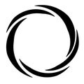 Cyclical circle, helix, volute element. Concentric shape with rotation, centrifuge, gyration effect. Twist, swirl vector