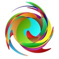 Cyclical circle, helix, volute element. Concentric shape with rotation, centrifuge, gyration effect. Twist, swirl vector