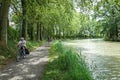 Cycling Along the Canal du Midi, France Royalty Free Stock Photo