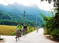 Cycling around the Ban Lac, Mai Chau, Hoa Binh Royalty Free Stock Photo