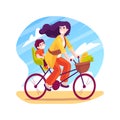 Cycling with a baby isolated cartoon vector illustration.