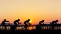 Cycling at the beach twilight time Royalty Free Stock Photo