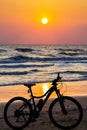 Cycling at the beach twilight time Royalty Free Stock Photo