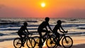Cycling at the beach twilight time Royalty Free Stock Photo