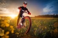 Cycling in the beautiful meadow