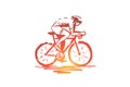 Cycling, bicycle, bike, speed, sport concept. Hand drawn isolated vector.