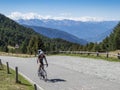 Cycling on bicycle in the high mountains Royalty Free Stock Photo