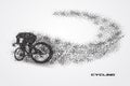 Cycling bicycle of a silhouette from particle.