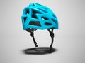 Cycling blue helmet for cyclist 3d render on gray background with shadow Royalty Free Stock Photo