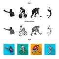 Cycling, boxing, ice hockey, volleyball.Olympic sport set collection icons in black, flat, monochrome style vector Royalty Free Stock Photo