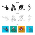 Cycling, boxing, ice hockey, volleyball.Olympic sport set collection icons in black,flat,outline style vector symbol Royalty Free Stock Photo