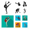 Cycling, boxing, ice hockey, volleyball.Olympic sport set collection icons in black,flat style vector symbol stock Royalty Free Stock Photo