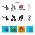 Cycling, boxing, ice hockey, volleyball.Olympic sport set collection icons in cartoon,black,flat style vector symbol Royalty Free Stock Photo