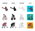 Cycling, boxing, ice hockey, volleyball.Olympic sport set collection icons in cartoon,black,outline,flat style vector Royalty Free Stock Photo