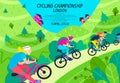 Cycling championship in green wooded area
