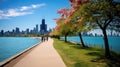 cycling chicago lakefront trail Royalty Free Stock Photo