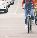 Cycling on city street blurry image