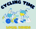 CYCLING TIME UNISEX ACTIVE FAST TRACK SPORT COMMUNITY SPIRIT LOCAL RIDER GRAPHIC VECTOR