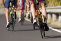 Cycling competition cyclist athletes riding a race Royalty Free Stock Photo