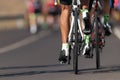 Cycling competition cyclist athletes riding a race at high speed Royalty Free Stock Photo