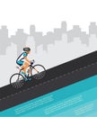 Cycling competition race poster. cyclist riding through the city