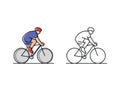 cycling. cyclist rides a bicycle. vector icons in flat style