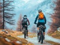 Cycling. Cyclists cycling on a mountain road on a spring day Royalty Free Stock Photo