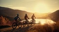 Cycling family in the park