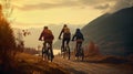 Cycling family in the park