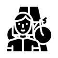 cycling female sport glyph icon vector illustration Royalty Free Stock Photo