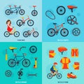 Cycling 4 flat icons square banner Royalty Free Stock Photo