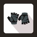 Cycling gloves icon, flat style