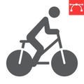 Cycling glyph icon, fitness and bicycle, bike sign vector graphics, editable stroke solid icon, eps 10. Royalty Free Stock Photo