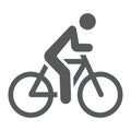 Cycling glyph icon, sport and bike, man on bicycle sign, vector graphics, a solid pattern on a white background. Royalty Free Stock Photo