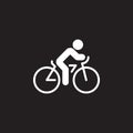 Cycling icon vector, bicycle solid flat sign, pictogram isolated on black Royalty Free Stock Photo