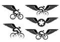 Cycling icons with wings Royalty Free Stock Photo