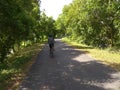 Cycling inside a beautiful village road Royalty Free Stock Photo