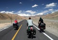 Cycling on Karakorum Highway Royalty Free Stock Photo