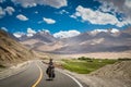 Cycling on Karakorum Highway Royalty Free Stock Photo