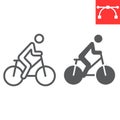Cycling line and glyph icon, fitness and bicycle, bike sign vector graphics, editable stroke linear icon, eps 10. Royalty Free Stock Photo