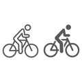 Cycling line and glyph icon, sport and bike, man on bicycle sign, vector graphics, a linear pattern on a white Royalty Free Stock Photo