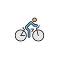 Cycling line icon, bicycle filled outline vector sign, linear colorful pictogram isolated on white