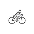 Cycling line icon, bicycle outline vector sign, linear pictogram isolated on white