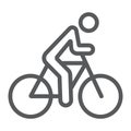 Cycling line icon, sport and bike, man on bicycle sign, vector graphics, a linear pattern on a white background. Royalty Free Stock Photo