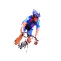 Cycling. Low polygonal road cyclist front view. Abstract geometric isolated vector illustration Royalty Free Stock Photo