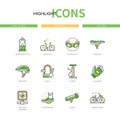 Cycling - modern line design style icons set