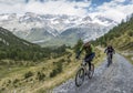 Cycling on mountainbikes in the high mountains