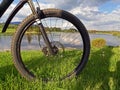 Cycling in nature. By bike to the lake