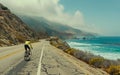 Cycling next to the ocean, feeling the sea breeze, with clouds in the sky Royalty Free Stock Photo