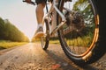 Cycling outdoors, Close up of the feet on pedal, Adventure travel